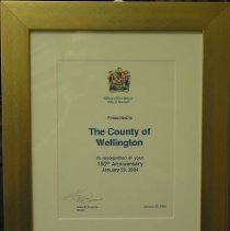 Congratulatory letter (framed)