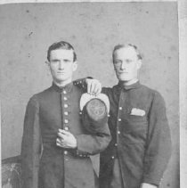 Two men in military uniform, Anvers, France, ca. 1875