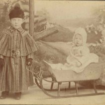 Athelloyd Campbell and brother Alexander Campbell, in sleigh, 1890.