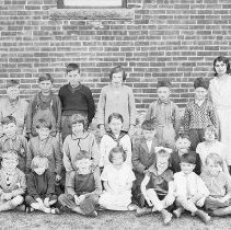 Students and teacher in front of School, Peel Twp. 1931