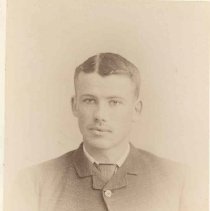 Portrait of a young man in a striped tie, Listowel, Ontario, possibly related to Edith E. Sunley,  ca. 1890.
