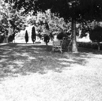 Garden and lawn of Fischer residence, Elora, ca. 1940