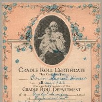 ph 15506 Cradle Roll certificate, Gordon Samuel Harris, 1928.