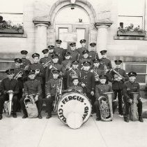 Fergus Citizens Band in front of library in Fergus; original taken October