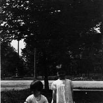 Girls posed outside, photograph, ca. 1915.