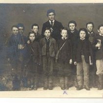 Charles Kirk Clarke with teacher and fellow students of Elora Public School, ca. 1865