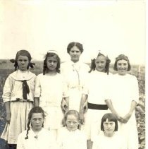 S. Edna Cragg and Sunday School class in Clark, Saskatchewan (related
