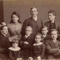 Family of eleven related to Wilson and McQueen families of Fergus, ca. 1890