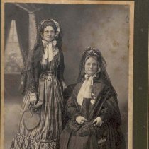 Mrs. Margaret McGowan, Mrs. Moore, wearing costumes for Spinster Convention, 20 Nov. 1903