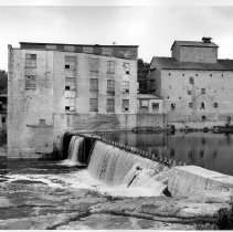Flour Mill and dam in Fergus, Ontario, ca. 1960.