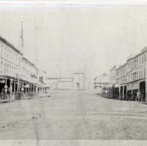 View towards (old) St. George's Anglican church, streetscene Guelph.