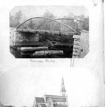 Page from scrapbook: Eramosa Bridge, St. George's Anglican church, Guelph.