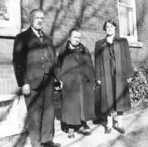 Members of Fischer family next to residence, Elora, ca. 1940