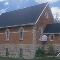 ph 17105 Church in Monck, West Luther Twp., June 1990.