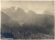 Darius Kinsey. Little Index and General Panorama View along Skykomish River, Wash.
