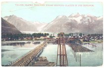 Valdez, Alaska from the Wharf showing glacier in the distance