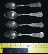 002.084. Four Coin Silver Teaspoons Engraved Emm (2)