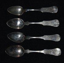 002.084. Four Coin Silver Teaspoons Engraved Emm (1)