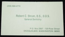 1056.020. Robert Strom, Dentist Business Card, 1989.