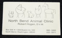 1056.064. North Bend Animal Clinic, Robert Hogan Business Card (1)