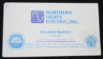 Northern Lights Electric, Inc business card.