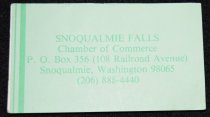 Snoqualmie Falls Chamber of Commerce business card.