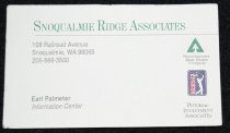 Snoqualmie Ridge Associates business card.