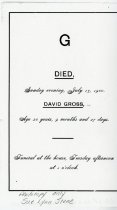 David Gross funeral announcement