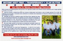 Alan Blythe for Warren County Judge Executive [political mailing]