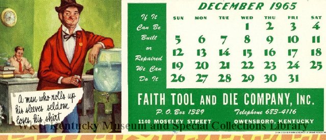 Faith Tool and Die Company, Inc., Owensboro, KY [calendars] | Western  Kentucky University - Special Collections
