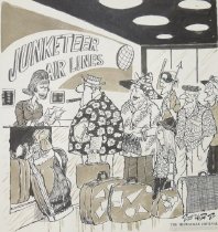 'Ah, Congressman Freebe and family! Off to Tahiti to study the migratory habits of polar bears again, are you?'