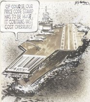 "Of course, our price code stamp has to be huge, it contains vast cost overruns!"