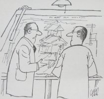 [2 boxes of Al Liederman gag cartoons]