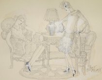 "Dick's coming tonight - I guess he's not worth wearing my rose-beige dress for - is [he?]"