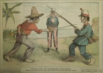 Uncle Sam An Interested Spectator!  Because the Civil Struggle in South America May Call for the Enforcement of the Monroe Doctrine.