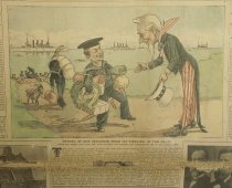 Return Of Our Squadron From Its Girdling Of The Globe.  Uncle Sam Greets Jolly Jack Tar, With His Gifts And Mascots, And Compliments Him On His Achievements.