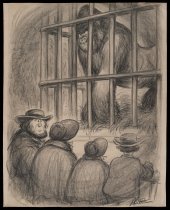 [angry gorilla in cage]