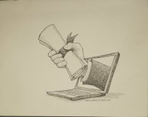 [diploma in laptop screen]