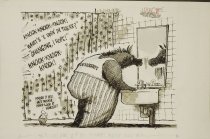 [donkey looking at himself in the mirror]