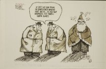 "At last we can speak in confidence! Nobody here but us... Us and that harmless old israeli santa claus!"