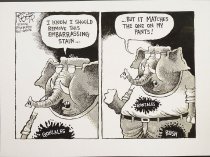 I know I should remove this embarrassing stain... but it matches the one on my pants!