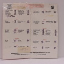 X118.12 #1836  Inside- Menu