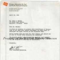 Retirement certificate and letter of congratulations