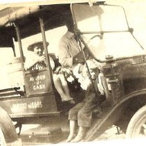 Copy photo--candid of Andrew J. Cash delivery truck.