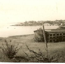 M.V.T.I. in 1952 - view of garage, Willard Beach and Simonton Cove