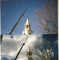 Steeple being removed at the FUMC