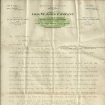 Geo. W. Lord Company letter to G.F. Brawn