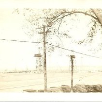 Shipyard with derricks