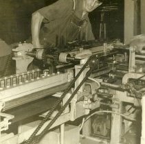 Guy Brawn on the wrapping machine, Brawn Co.