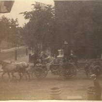 Horse-drawn fire wagon, Deering Street?